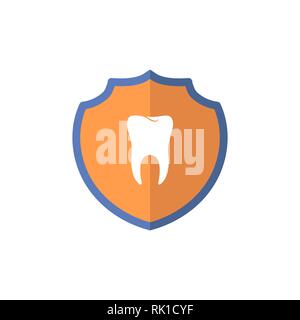 Shield Logotype, Clean Tooth Protect Sign. Guard Symbol, Medical Icon. Stock Vector