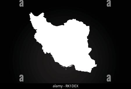 Iran black and white country border map logo design. Black background Stock Vector