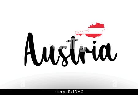 Austria country big text with flag inside map suitable for a logo icon design Stock Vector