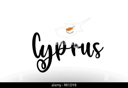 Cyprus country big text with flag inside map suitable for a logo icon design Stock Vector