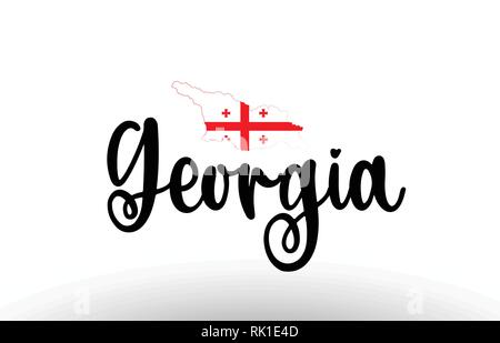 Georgia country big text with flag inside map suitable for a logo icon design Stock Vector