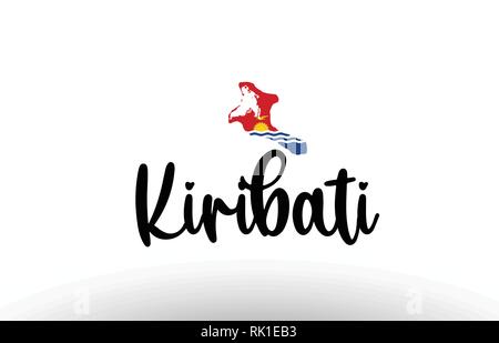 Kiribati country big text with flag inside map suitable for a logo icon design Stock Vector