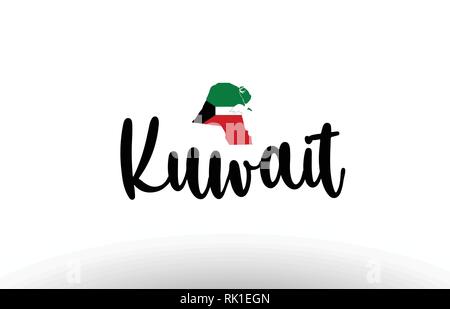 Kuwait country big text with flag inside map suitable for a logo icon design Stock Vector