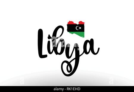 Libya country big text with flag inside map suitable for a logo icon design Stock Vector