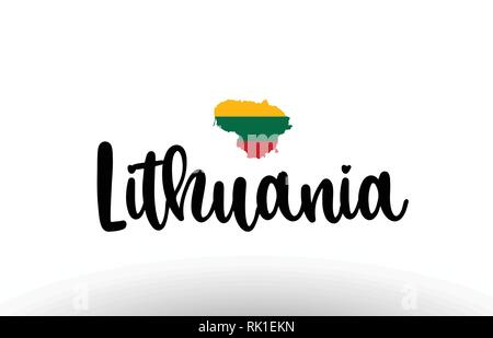 Lithuania country big text with flag inside map suitable for a logo icon design Stock Vector