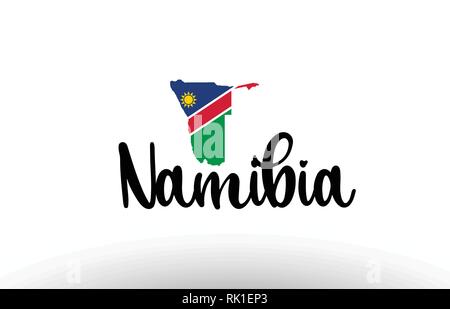 Namibia country big text with flag inside map suitable for a logo icon design Stock Vector