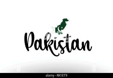 Pakistan country big text with flag inside map suitable for a logo icon design Stock Vector