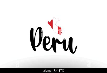 Peru country big text with flag inside map suitable for a logo icon design Stock Vector