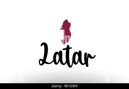 Qatar country big text with flag inside map suitable for a logo icon design Stock Vector