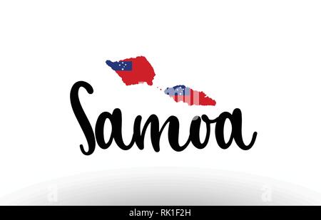 Samoa country big text with flag inside map suitable for a logo icon design Stock Vector
