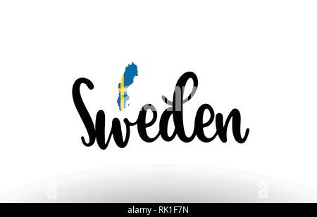 Sweden country big text with flag inside map suitable for a logo icon design Stock Vector