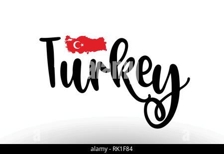 Turkey country big text with flag inside map suitable for a logo icon design Stock Vector