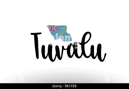Tuvalu country big text with flag inside map suitable for a logo icon design Stock Vector
