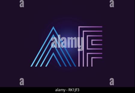 af a f line blue pink design of alphabet letter combination with gradient color suitable as a logo for a company or business Stock Vector