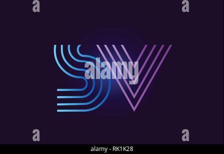 pink blue alphabet letter SV S V combination for company logo. Suitable ...