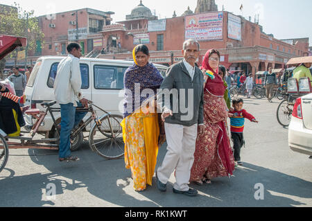 Morning traffic in Japiur, which is the largest city in Rajasthan with a population of 3-4 million. Stock Photo