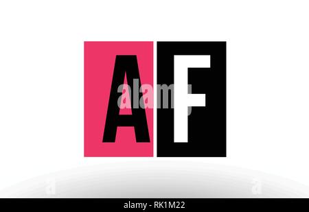 alphabet letter logo combination af a f design with black pink white colors suitable for a company or business Stock Vector