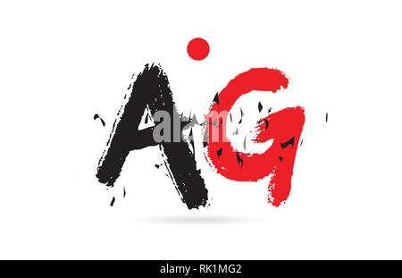 grunge alphabet letter combination ag a g logo design in white red and ...