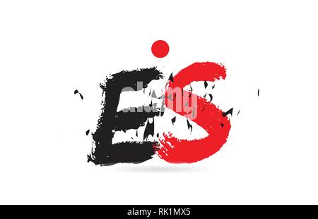 grunge alphabet letter combination es e s logo design in white red and ...