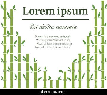 Green sugar cane plants. Place for text., Design for Greeting card template. Flat vector illustration on white background. Stock Vector