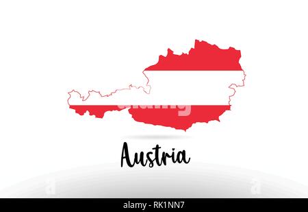 Austria country flag inside country border map design suitable for a logo icon design Stock Vector