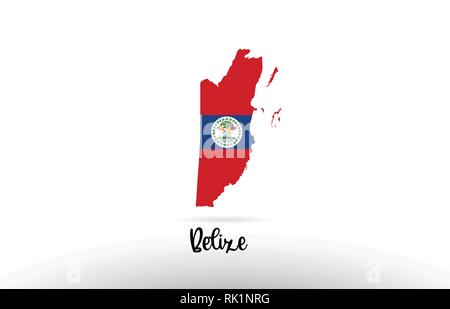 Belize country flag inside country border map design suitable for a logo icon design Stock Vector