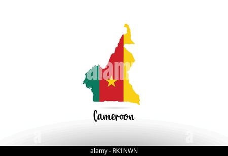 Cameroon country flag inside country border map design suitable for a logo icon design Stock Vector