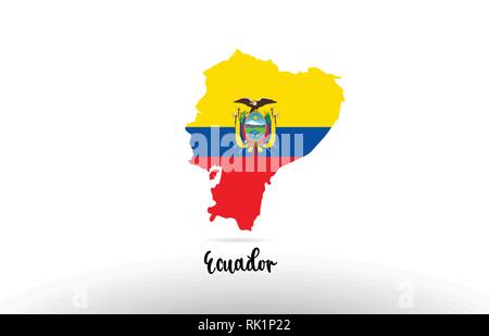 Ecuador country flag inside country border map design suitable for a logo icon design Stock Vector