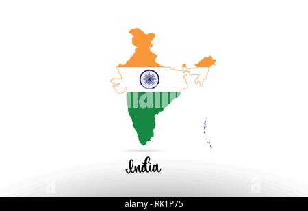 India Logo. Map of India with country name and flag. Awesome vector  illustration. Stock Vector | Adobe Stock