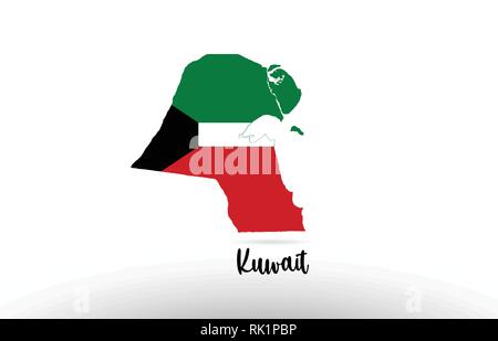 Kuwait country flag inside country border map design suitable for a logo icon design Stock Vector