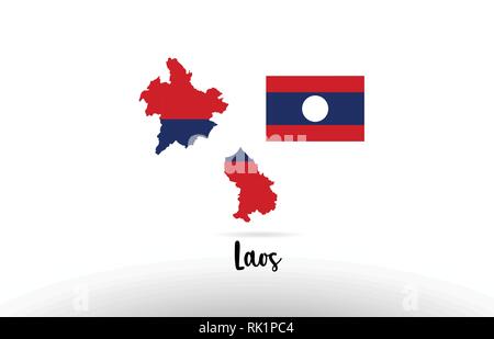 Laos country flag inside country border map design suitable for a logo icon design Stock Vector