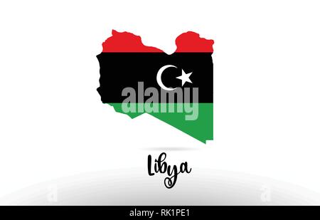 Libya country flag inside country border map design suitable for a logo icon design Stock Vector