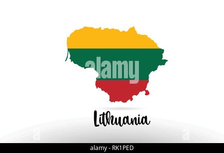 Lithuania country flag inside country border map design suitable for a logo icon design Stock Vector
