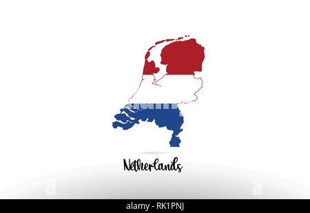 Netherlands country flag inside country border map design suitable for a logo icon design Stock Vector