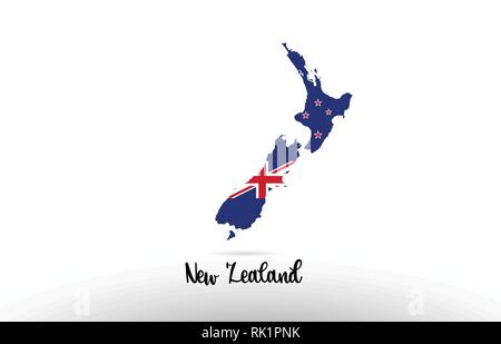 New Zealand country flag inside country border map design suitable for a logo icon design Stock Vector