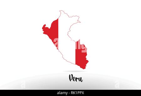 Peru country flag inside country border map design suitable for a logo icon design Stock Vector