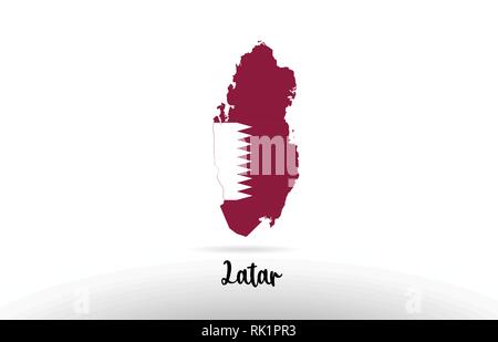 Qatar country flag inside country border map design suitable for a logo icon design Stock Vector