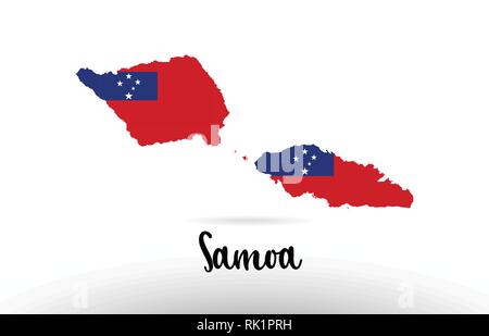 Samoa country flag inside country border map design suitable for a logo icon design Stock Vector