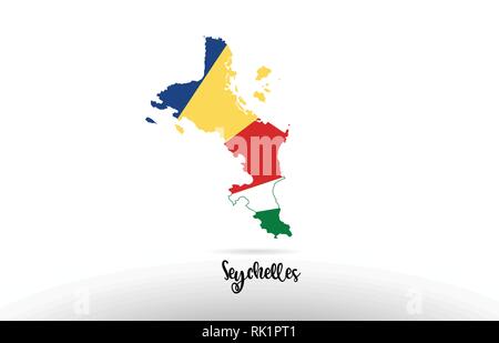 Seychelles country flag inside country border map design suitable for a logo icon design Stock Vector