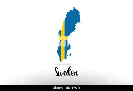 Sweden country flag inside country border map design suitable for a logo icon design Stock Vector