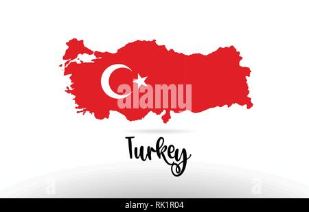 Turkey country flag inside country border map design suitable for a logo icon design Stock Vector