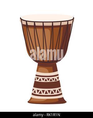 Traditional african music drum. Music instrument dunoon. Flat vector illustration isolated on white background. Stock Vector
