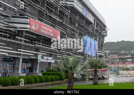 Sochi, Russia - May 30. 2018. General view of main tribune of autodrome. fan passport issuance center Stock Photo