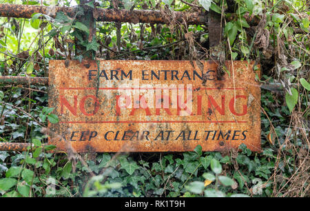 Old No Parking sign Stock Photo