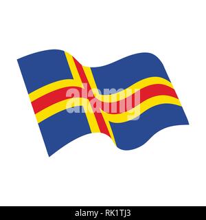 Vector illustration waving flag of Aland Island icon. Aland Island flag flag button isolated on white background Stock Vector