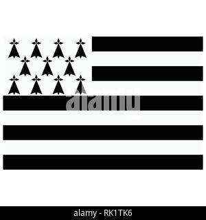 Vector illustration flag Brittany region of France icon isolated on white background Stock Vector