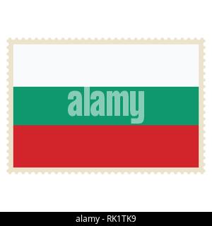 Vector icon Bulgaria flag on postage stamp isolated on white background. Bulgaria flag button Stock Vector