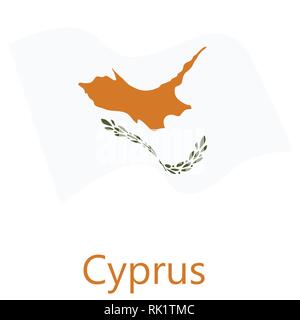 Vector illustration waving flag of  Cyprus icon. Cyprus flag button isolated on white background Stock Vector
