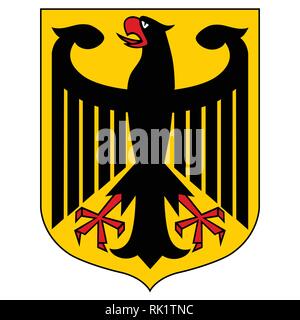 Vector illustration German coat of arms eagle isolated on white background. German symbol, sign Stock Vector