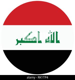 Vector illustration Iraq flag icon isolated on white background. Round national flag of Iraq. Flag button Stock Vector
